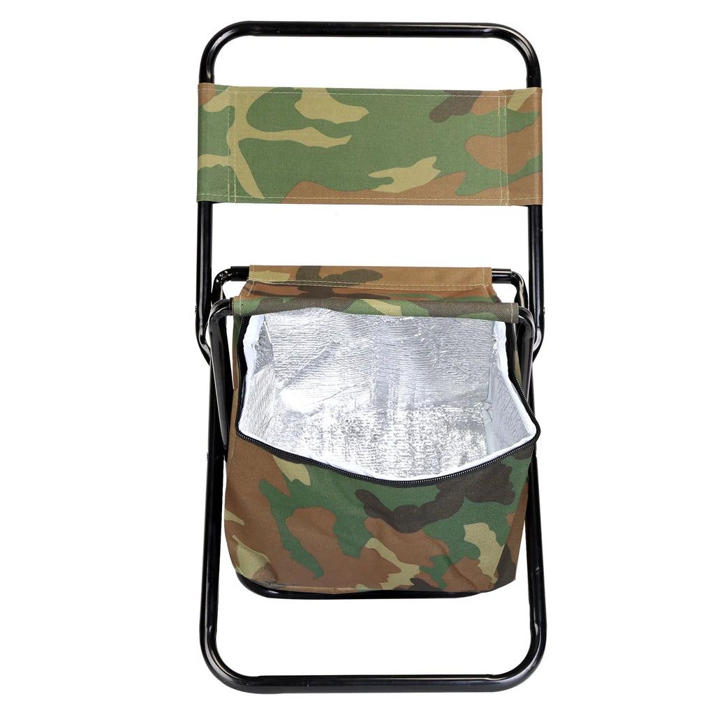 Folding Fishing Chair with Backrest and Cooler Bag