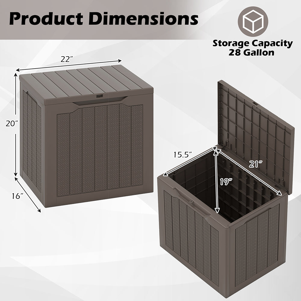 Small Deck Box, 25 Gallon, Wicker-Look, Brown - image 5