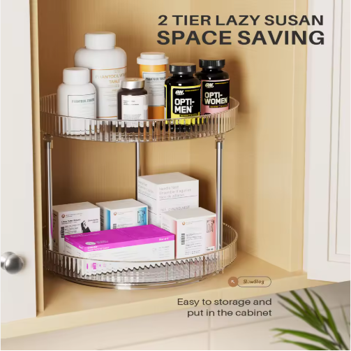 2-Tier Turntable Lazy Susan, Clear