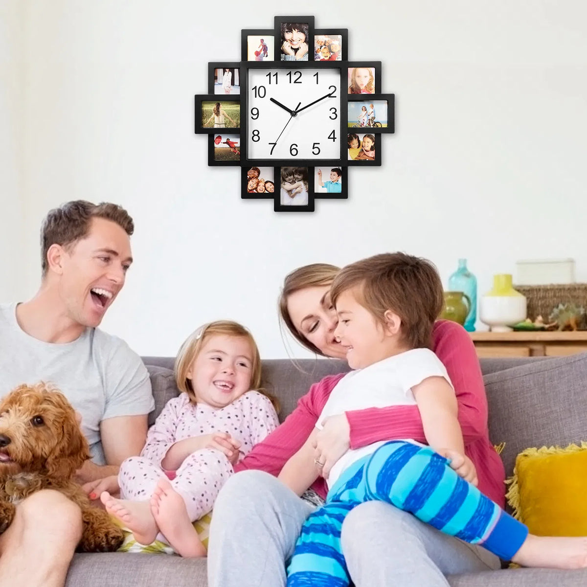 Photo Collage Wall Clock, 12 Frames, Black - image 6