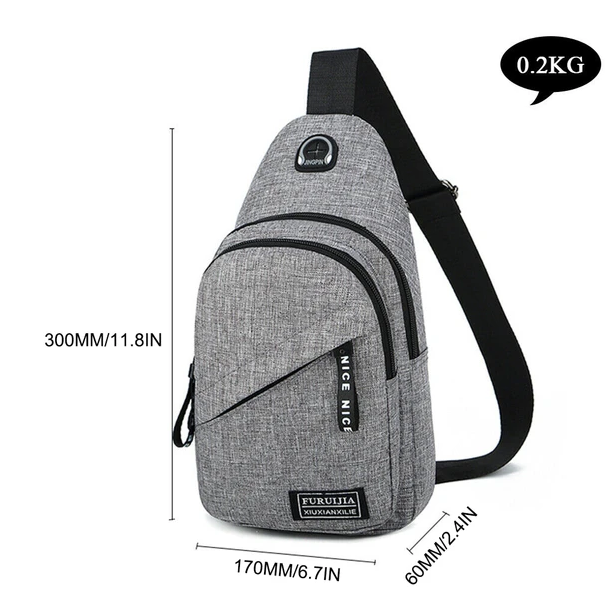 Canvas Sling Chest Bag, Black
