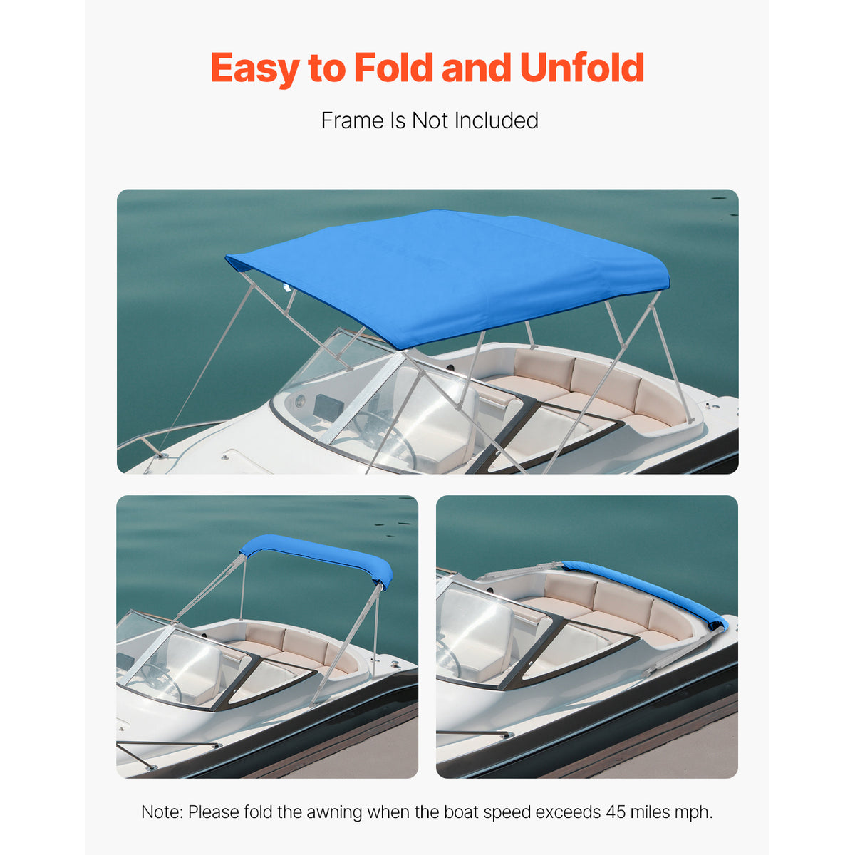 4-Bow Bimini Top Replacement Cover, 8 ft - image 4