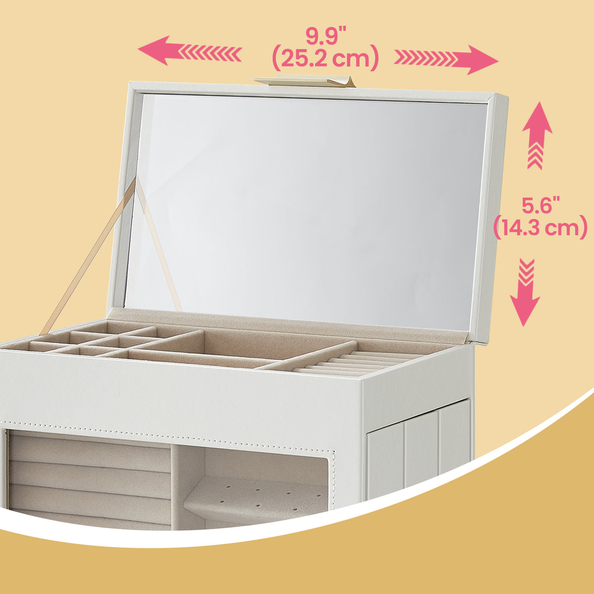 5-Layer Jewelry Box with Glass Window, White - image 4