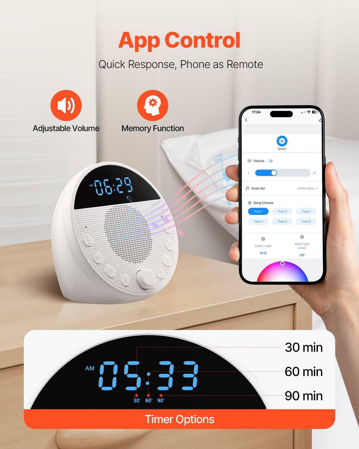 White Noise Sound Machine with 7-Color Night Light - image 2