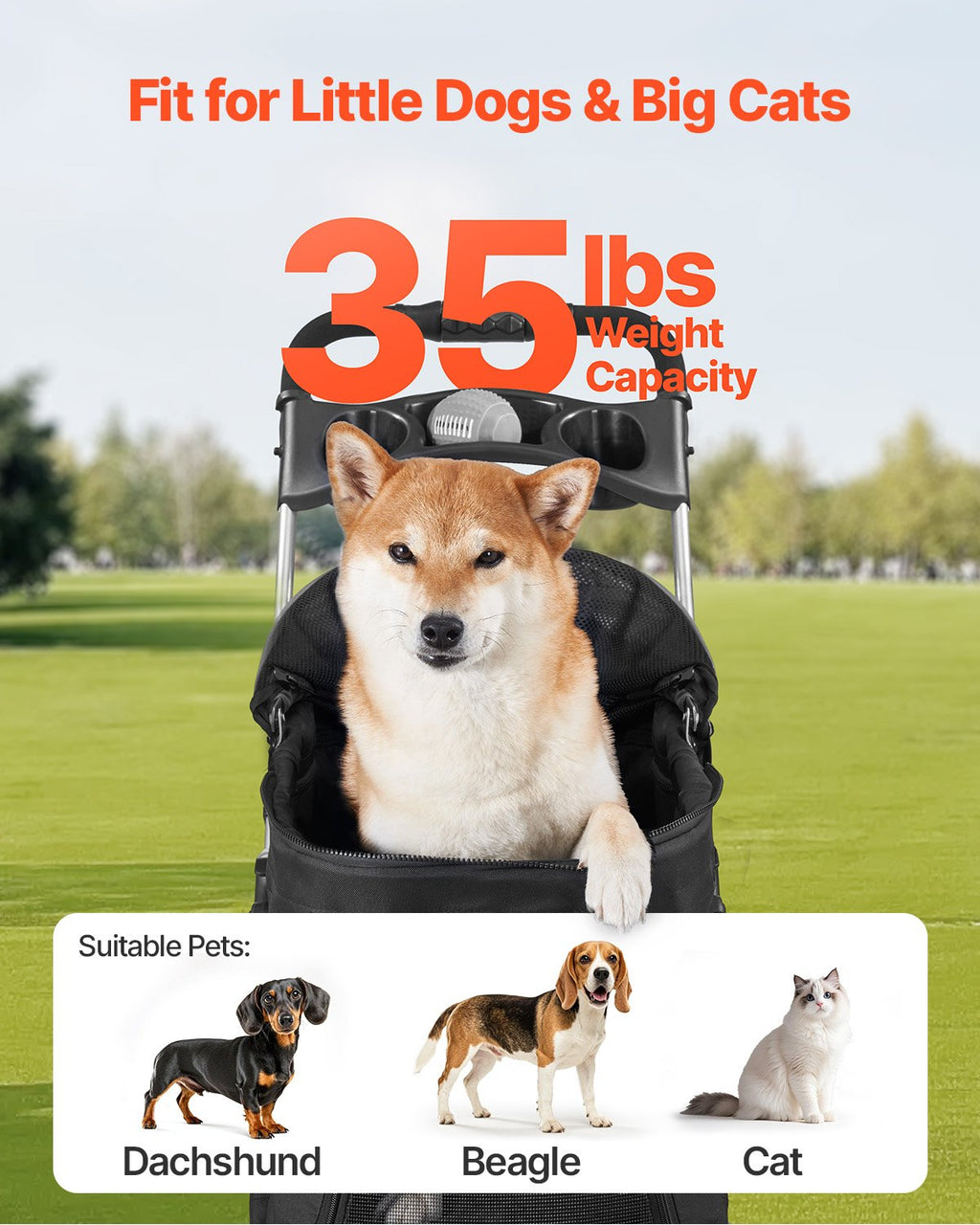 Foldable Pet Stroller with Detachable Carrier - image 2
