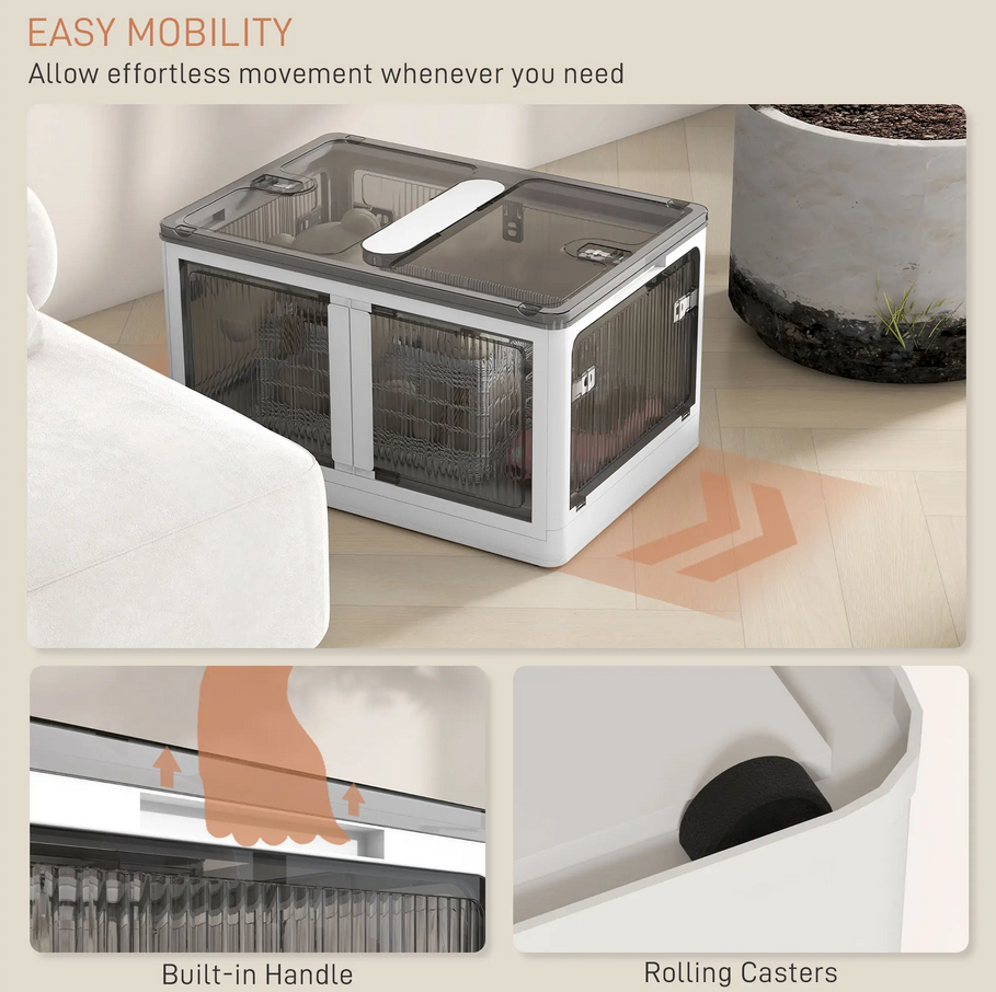 Collapsible Stackable Storage Bin with Wheels, 18 Gallon, White - image 4