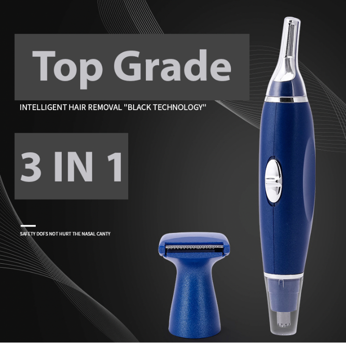 Nose, Ear and Eyebrow Trimmer, 3-in-1, Blue - image 2