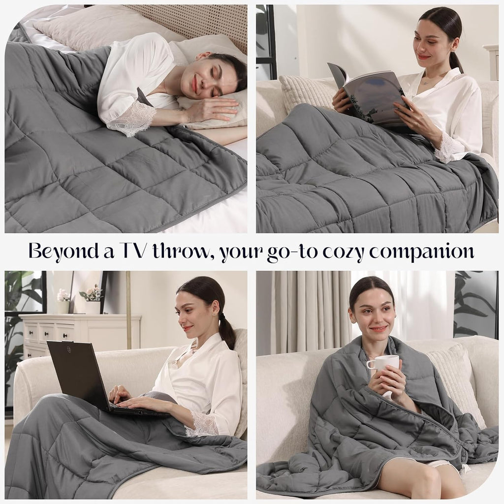 Weighted Throw Blanket, 5 lb, 41 x 60 in, Grey - image 4