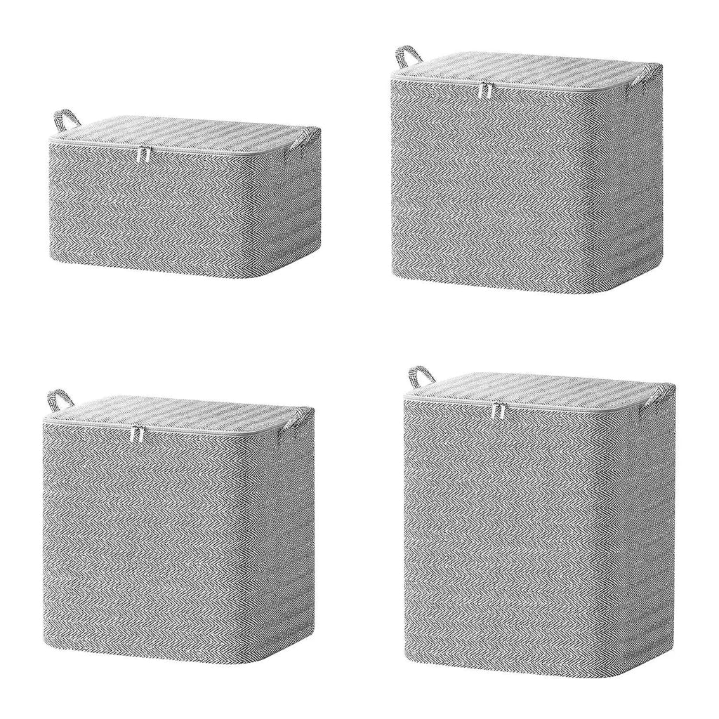 Foldable Storage Bags with Zipper and Handles, 4 Pack, Grey - image 9