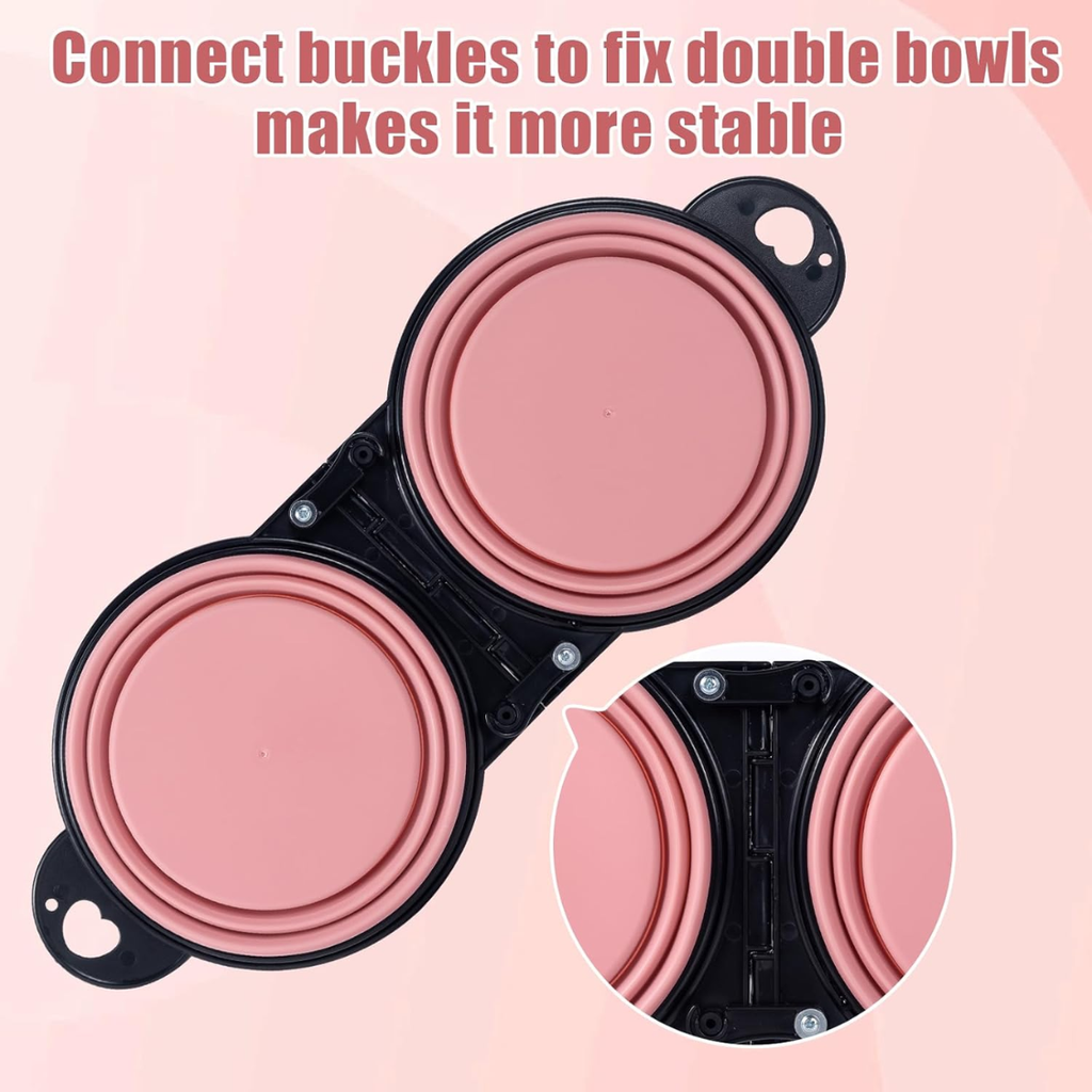 Collapsible Double Dog Travel Bowl, Pink - image 3