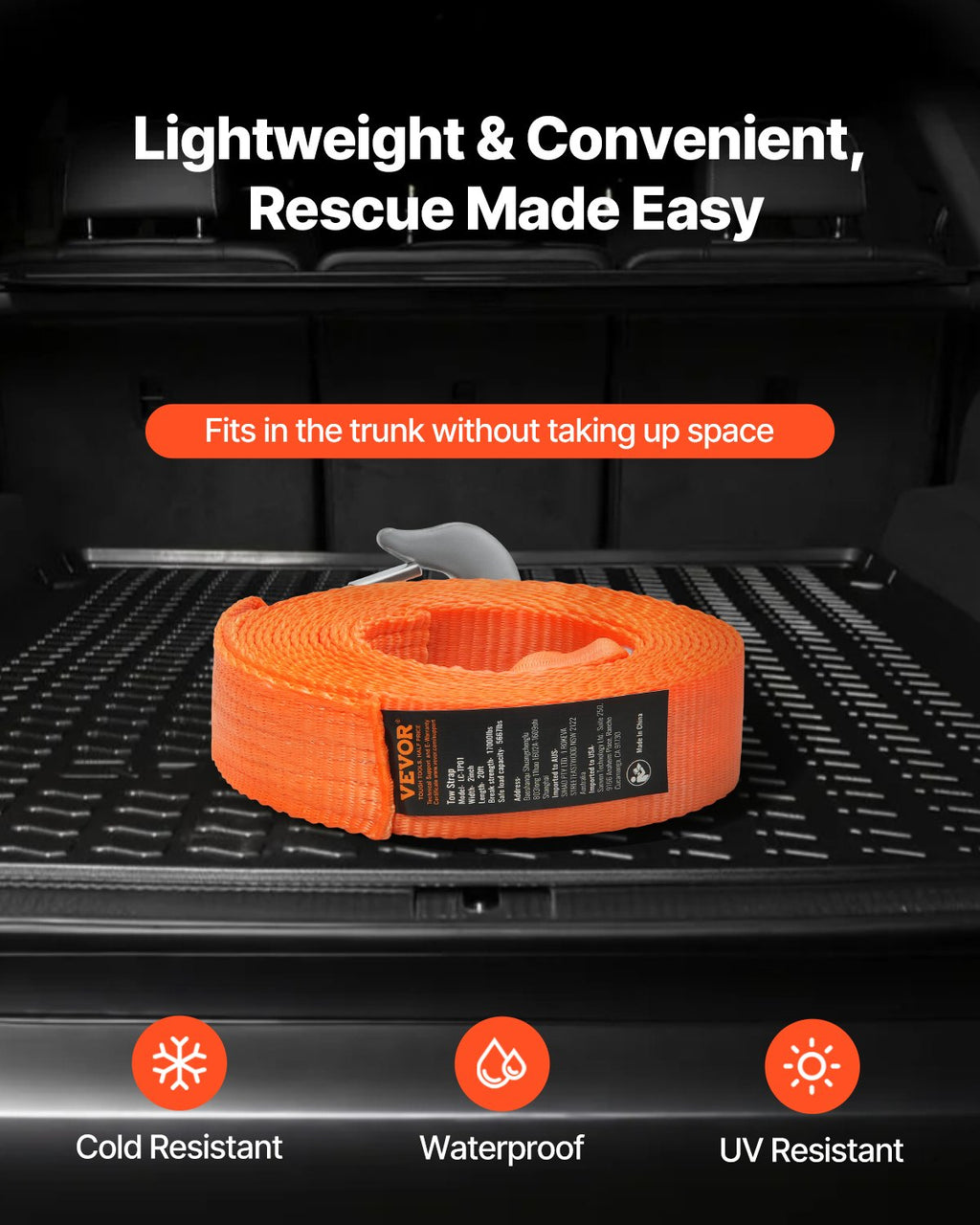 Heavy-Duty 20 ft Tow Strap with Hooks - image 2