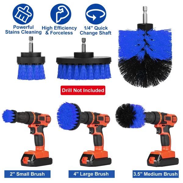 Drill Brush Attachment Set, 3 Piece, Blue - image 3