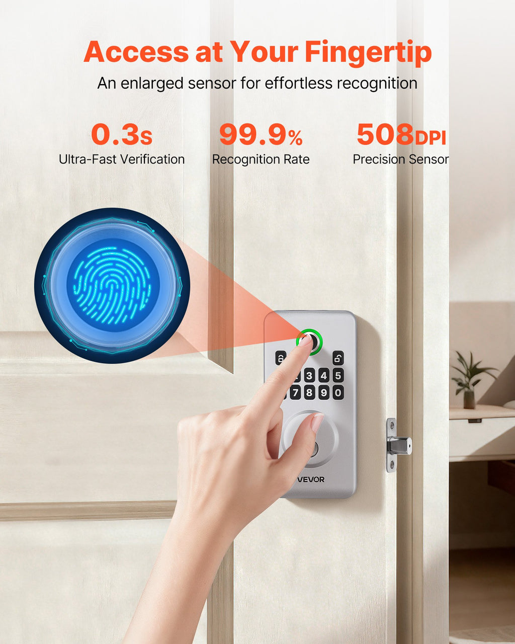 Fingerprint Deadbolt Lock with Keypad, Black - image 2