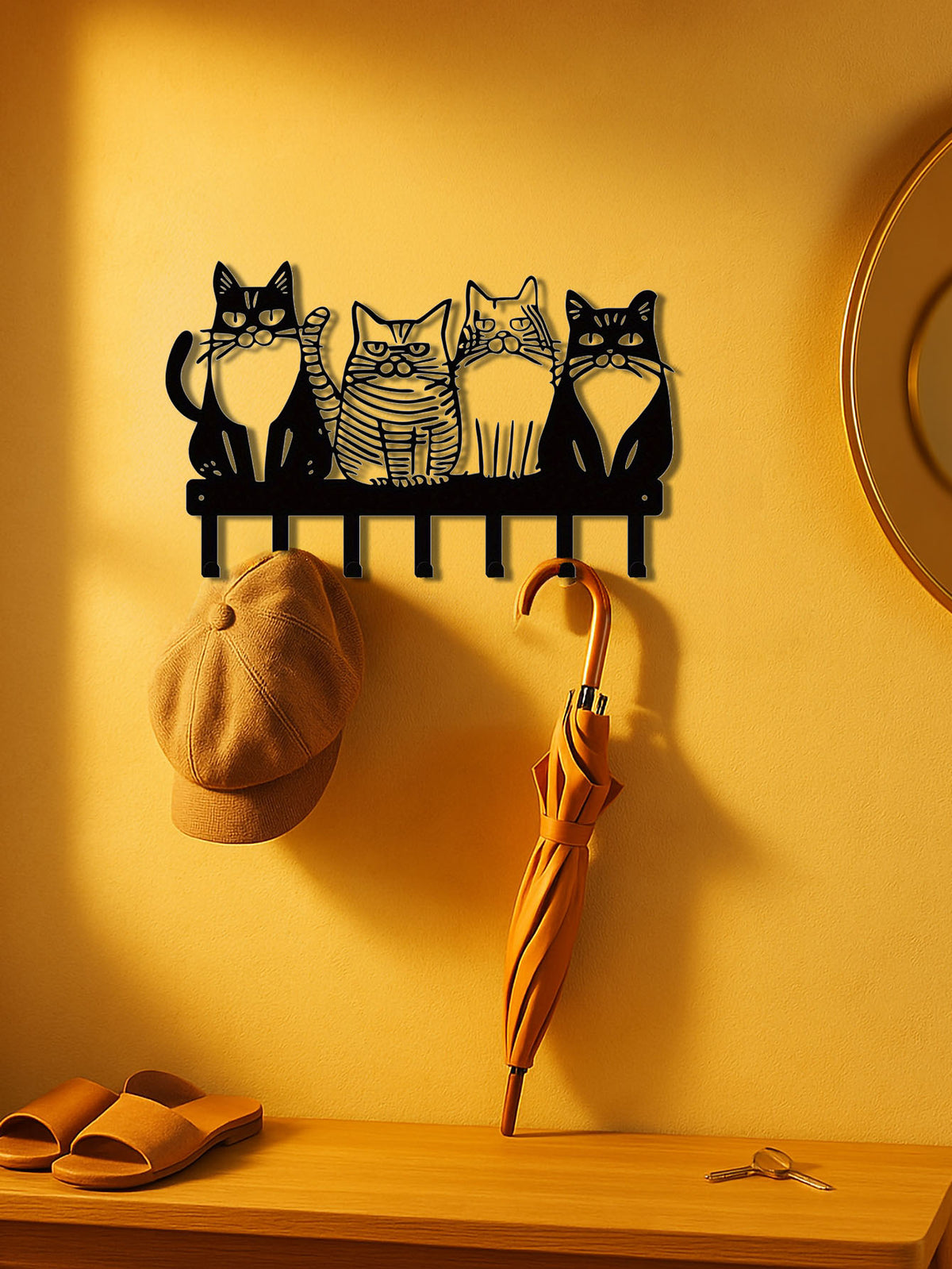 Cat Silhouette Metal Wall Hook Rack, 6 Hooks - image 6