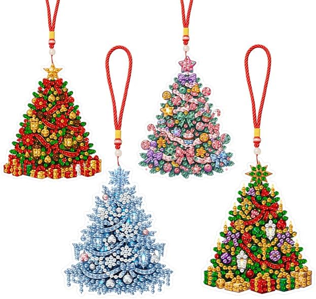Christmas Tree Diamond Art Ornaments Kit, 4 Pack - image 4
