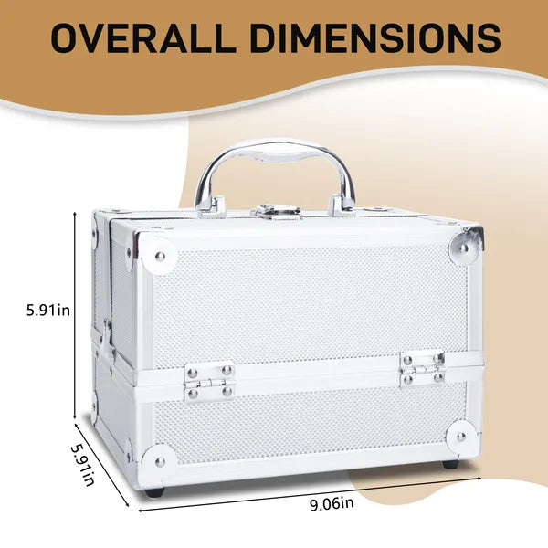 Aluminum Makeup Train Case with Mirror, Silver - image 5