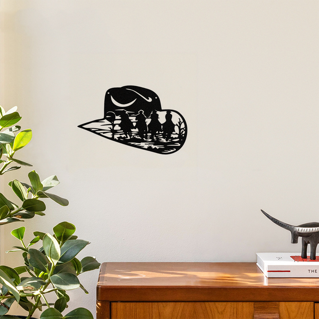 Western Cowboy Hat Metal Wall Art, Black - image 7