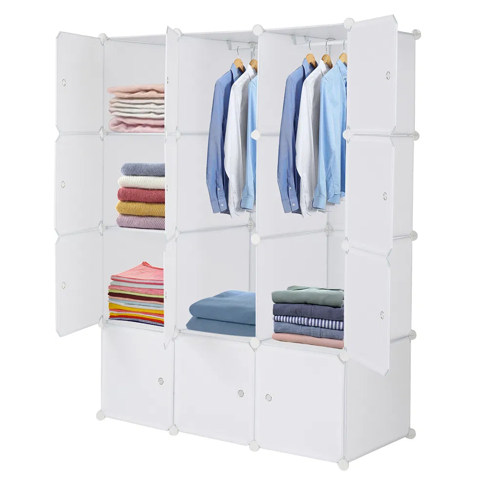 12 Cube Storage Organizer with Hanging Rod, White - image 6