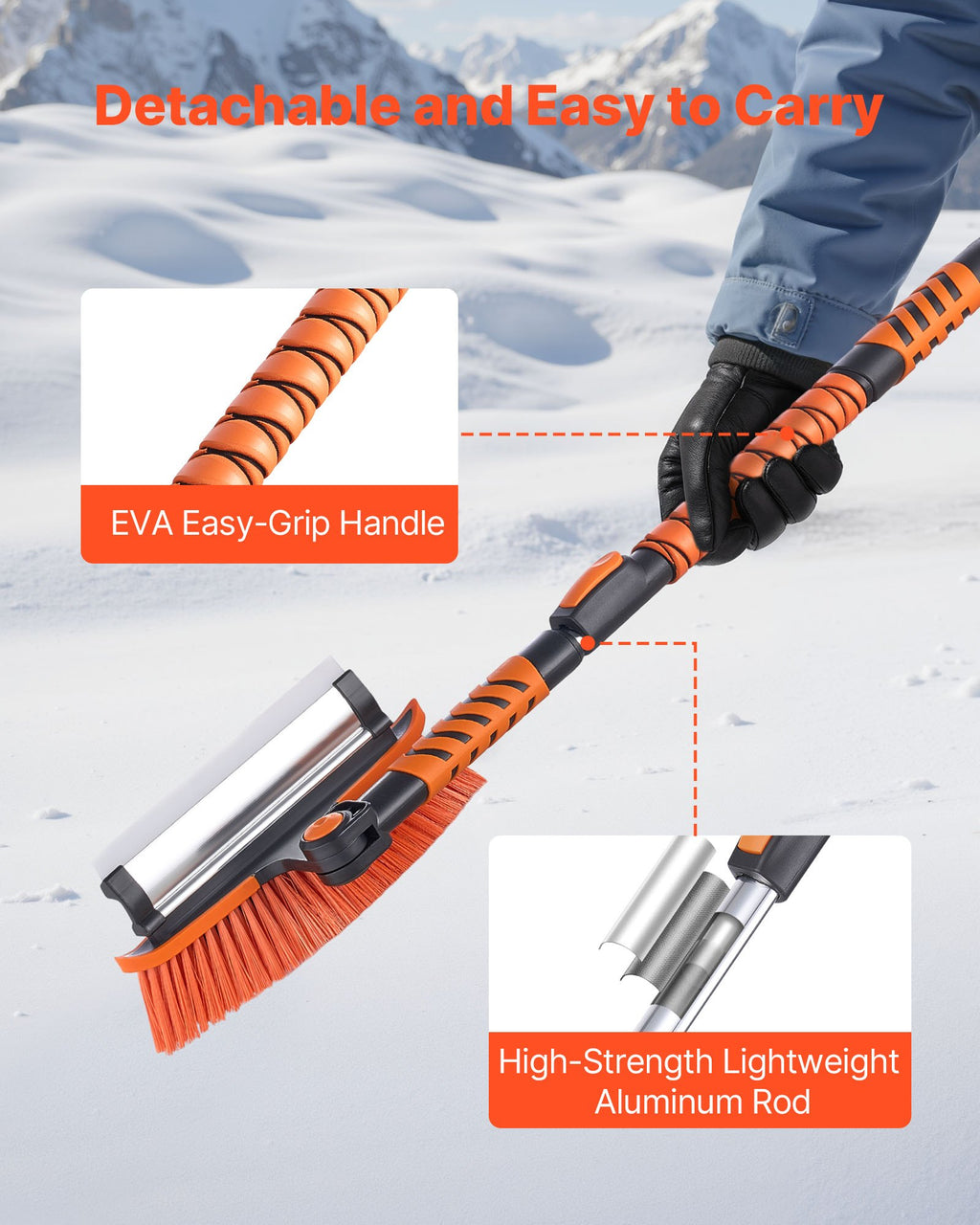 Extendable Car Snow Brush with Ice Scraper and Squeegee - image 5