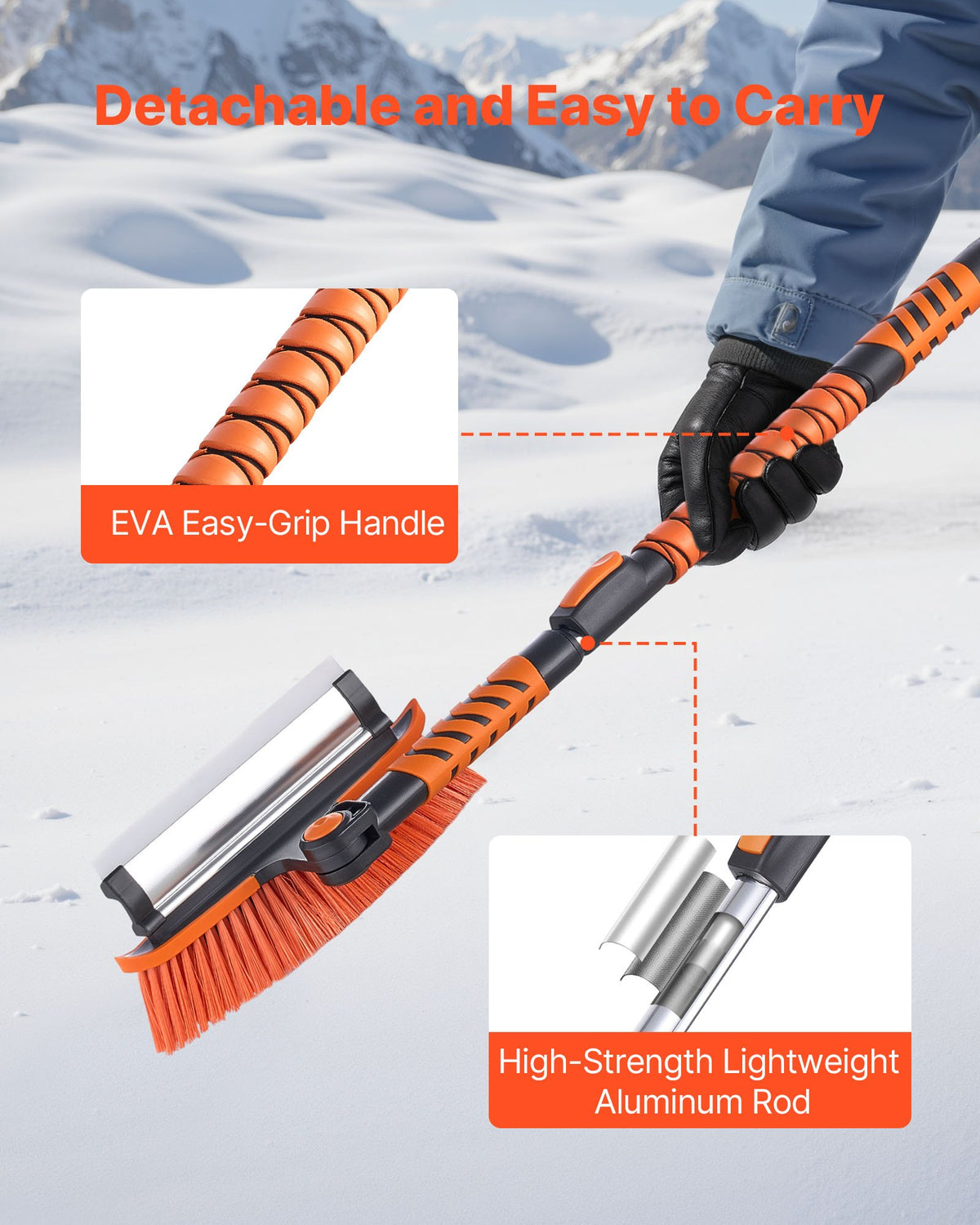 Extendable Car Snow Brush with Ice Scraper and Squeegee - image 5