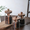Glass Storage Jars with Wood Lids and Spoons, Set of 3