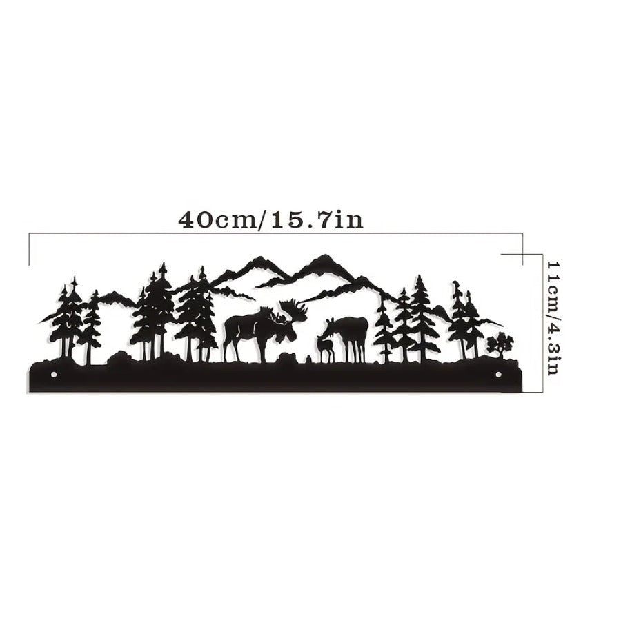 Moose and Mountain Metal Wall Art, Black - image 4