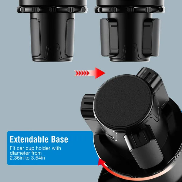 Car Cup Holder Expander with 360-Degree Rotating Tray - image 2