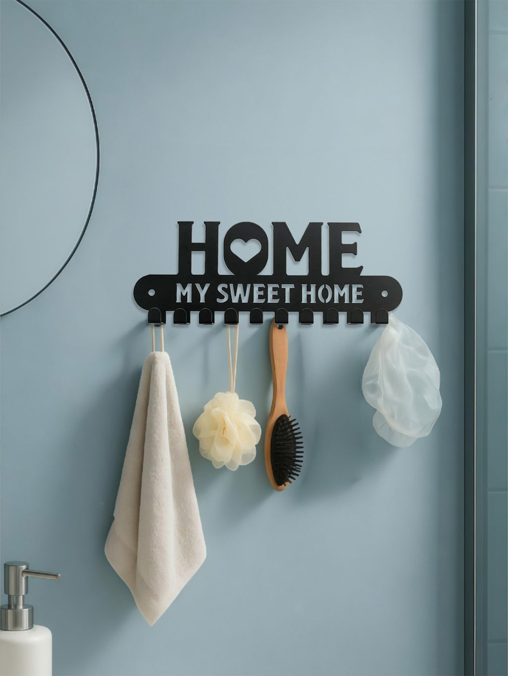Home Sweet Home Metal Wall Hook Rack, Black - image 6