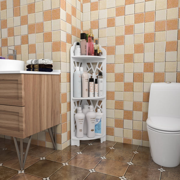 3-Tier Corner Bathroom Shelf, White - image 3