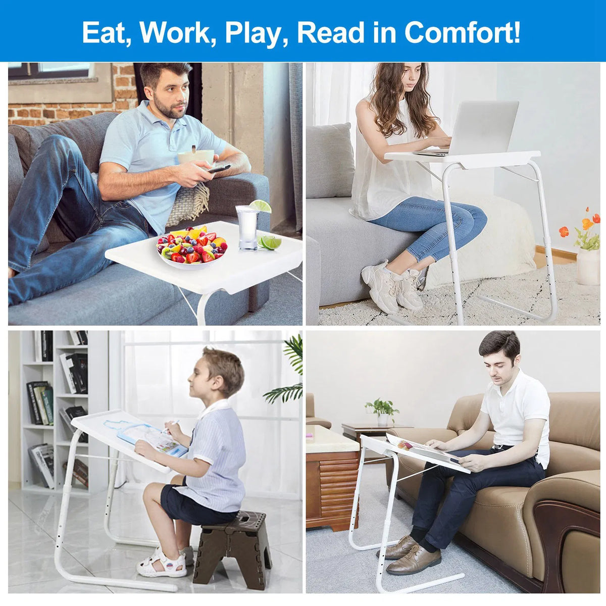Folding TV Tray Table, 6 Heights, 3 Angles