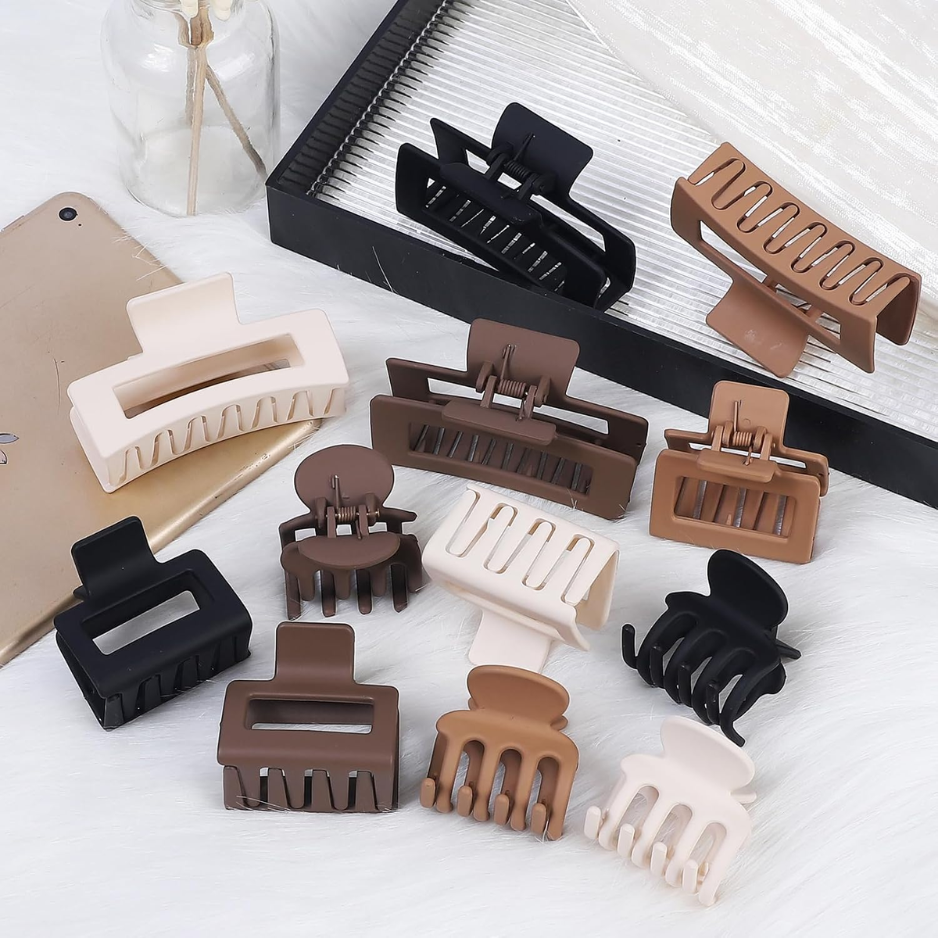 Hair Claw Clips, 12 Pack, Neutral Colors - image 2