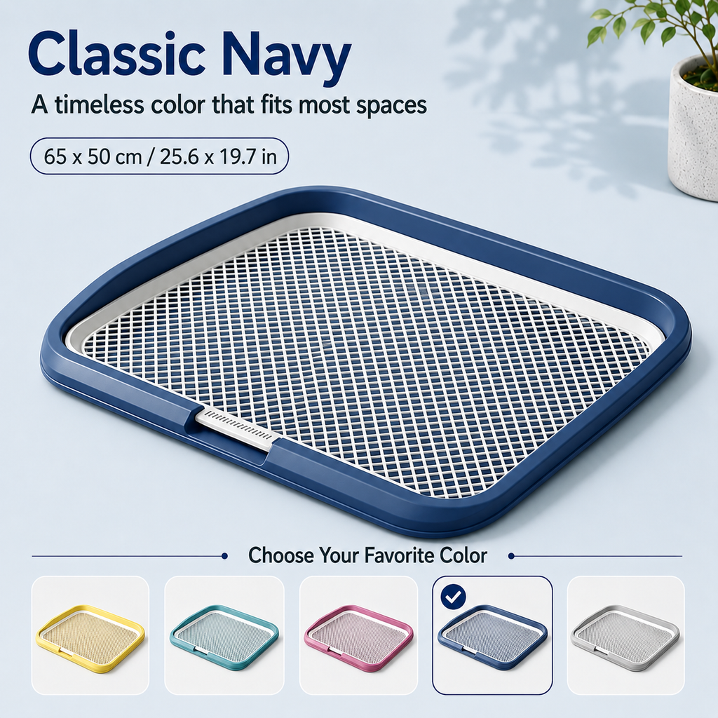 Dog Potty Training Tray with Grate, 25.6 x 19.7 in, Navy