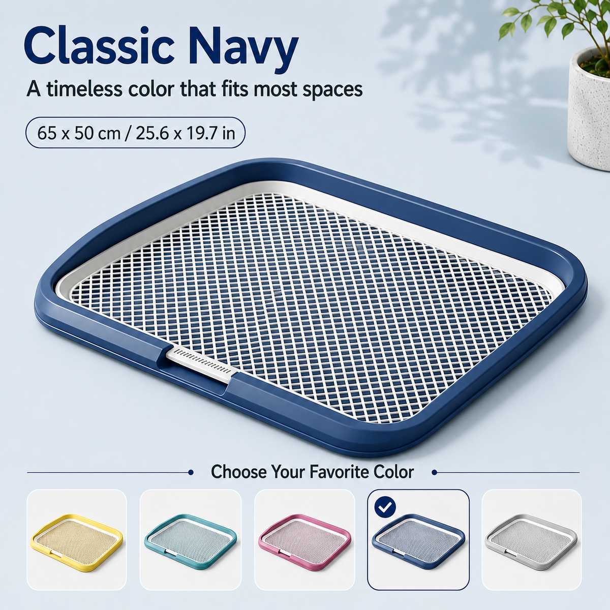 Dog Potty Training Tray with Grate, 25.6 x 19.7 in, Navy