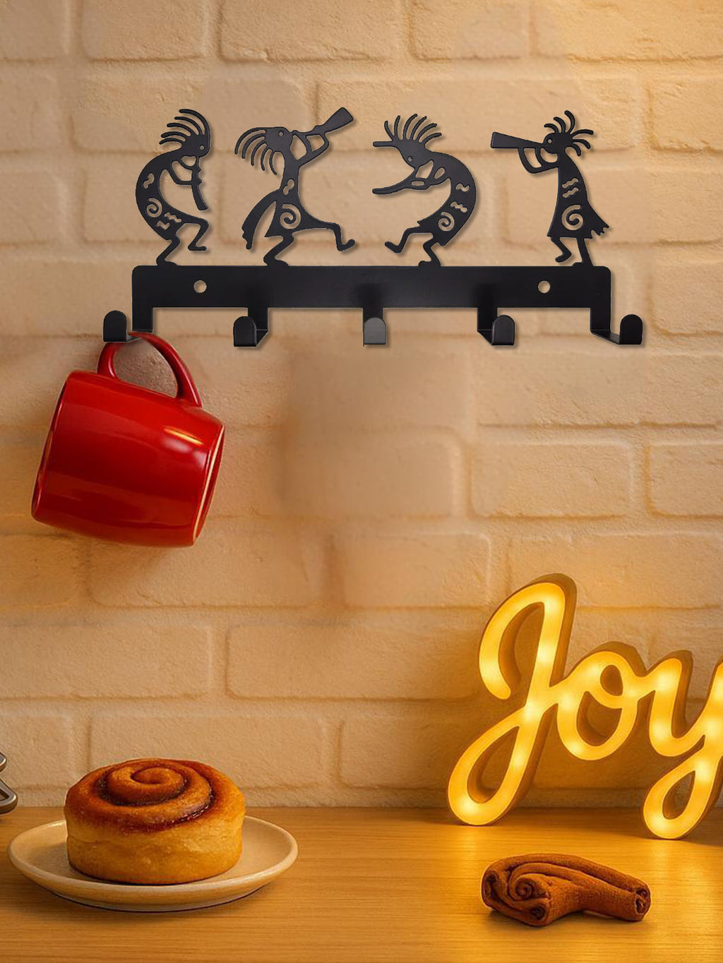 Kokopelli Metal Wall Coat Rack, 5 Hooks