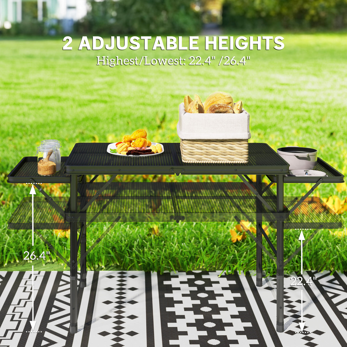 Folding Camping Table, 4.5 ft with 2 Wing Panels - image 5