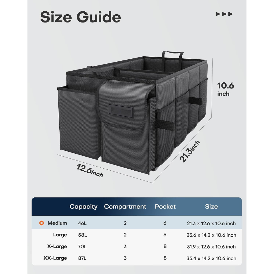 Collapsible Trunk Organizer Basket for SUV and Car, 46L