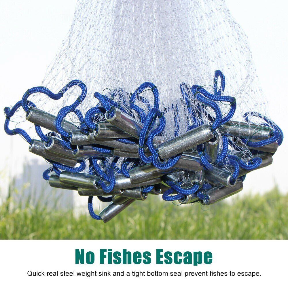 Fishing Cast Net, 6 ft, Nylon Mesh - image 7