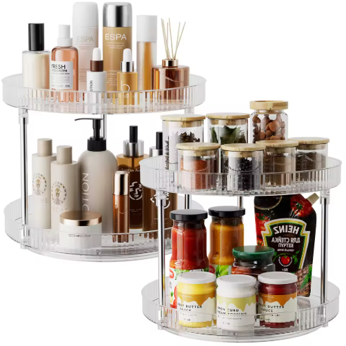 2-Tier Turntable Lazy Susan, Clear - image 3