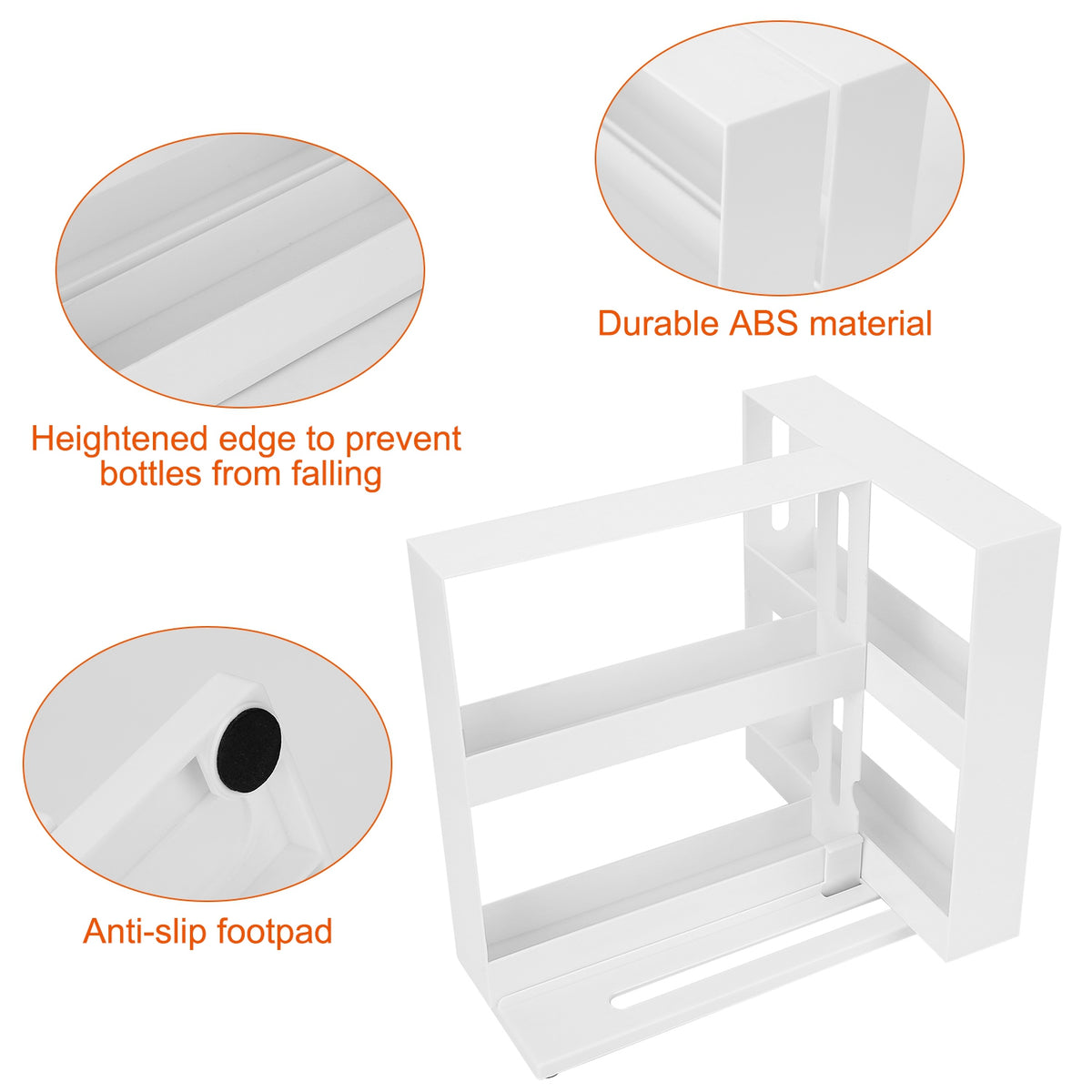 Two-Tier Swivel Cabinet Spice Organizer, White - image 4