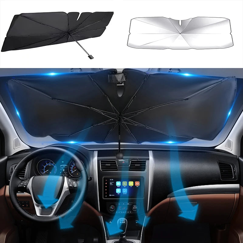 Foldable Car Windshield Sun Shade Umbrella, 57 in