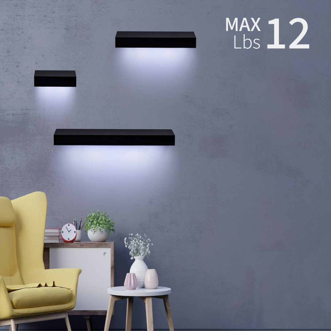 Floating Wall Shelves, Set of 3, Marble Look - image 8