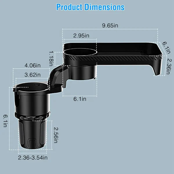Car Cup Holder Expander with 360-Degree Rotating Tray - image 5