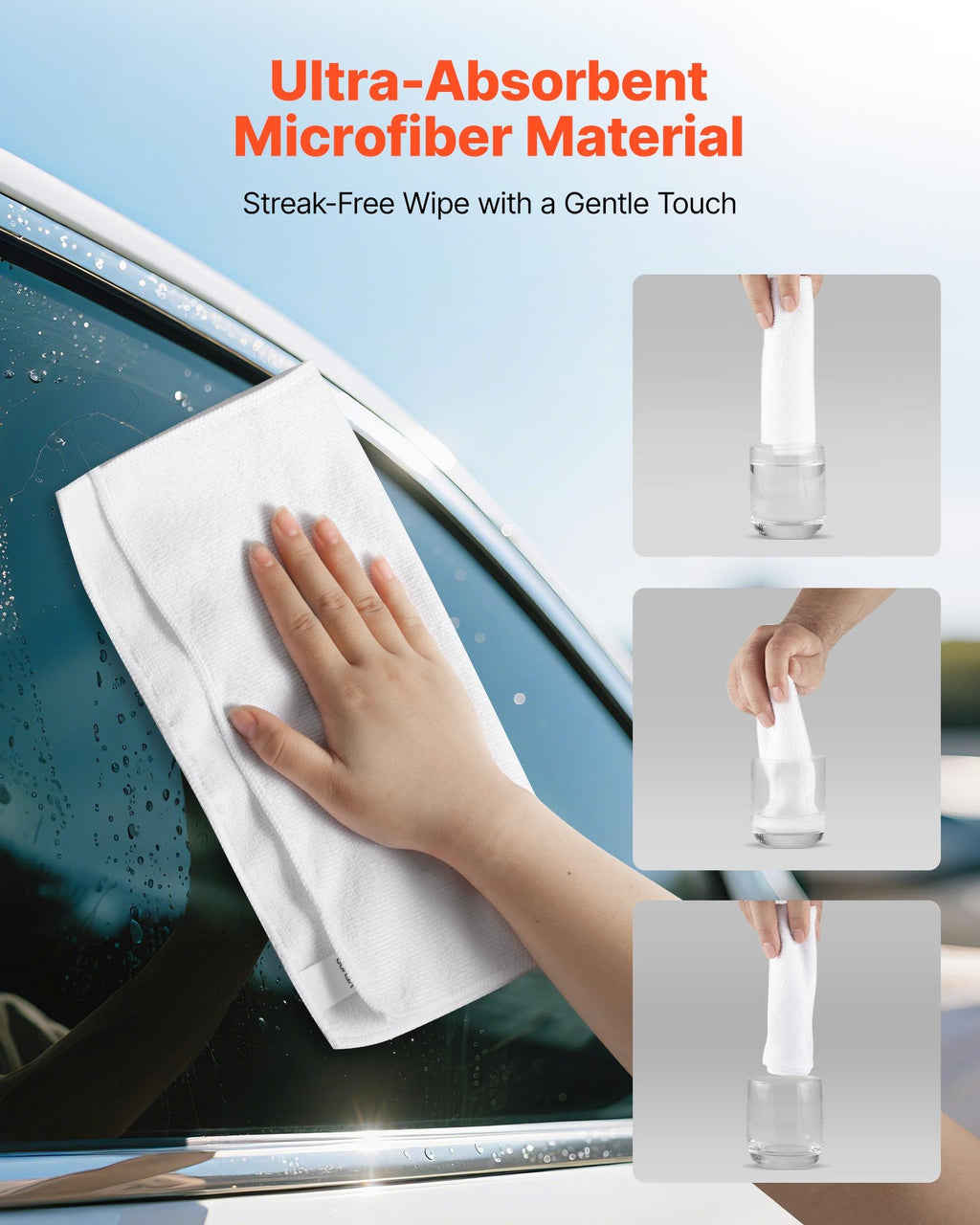 Microfiber Cleaning Cloths, 50 Pack, 12 x 12 in, White - image 2