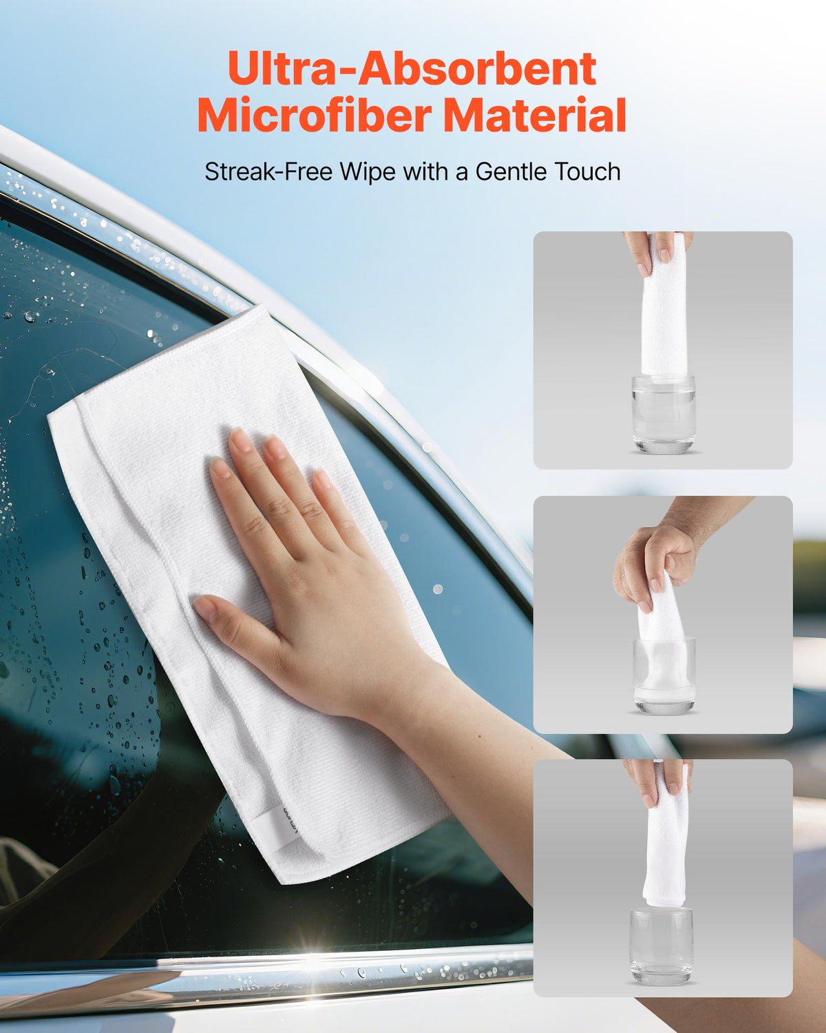 Microfiber Cleaning Cloths, 50 Pack, 12 x 12 in, White - image 2