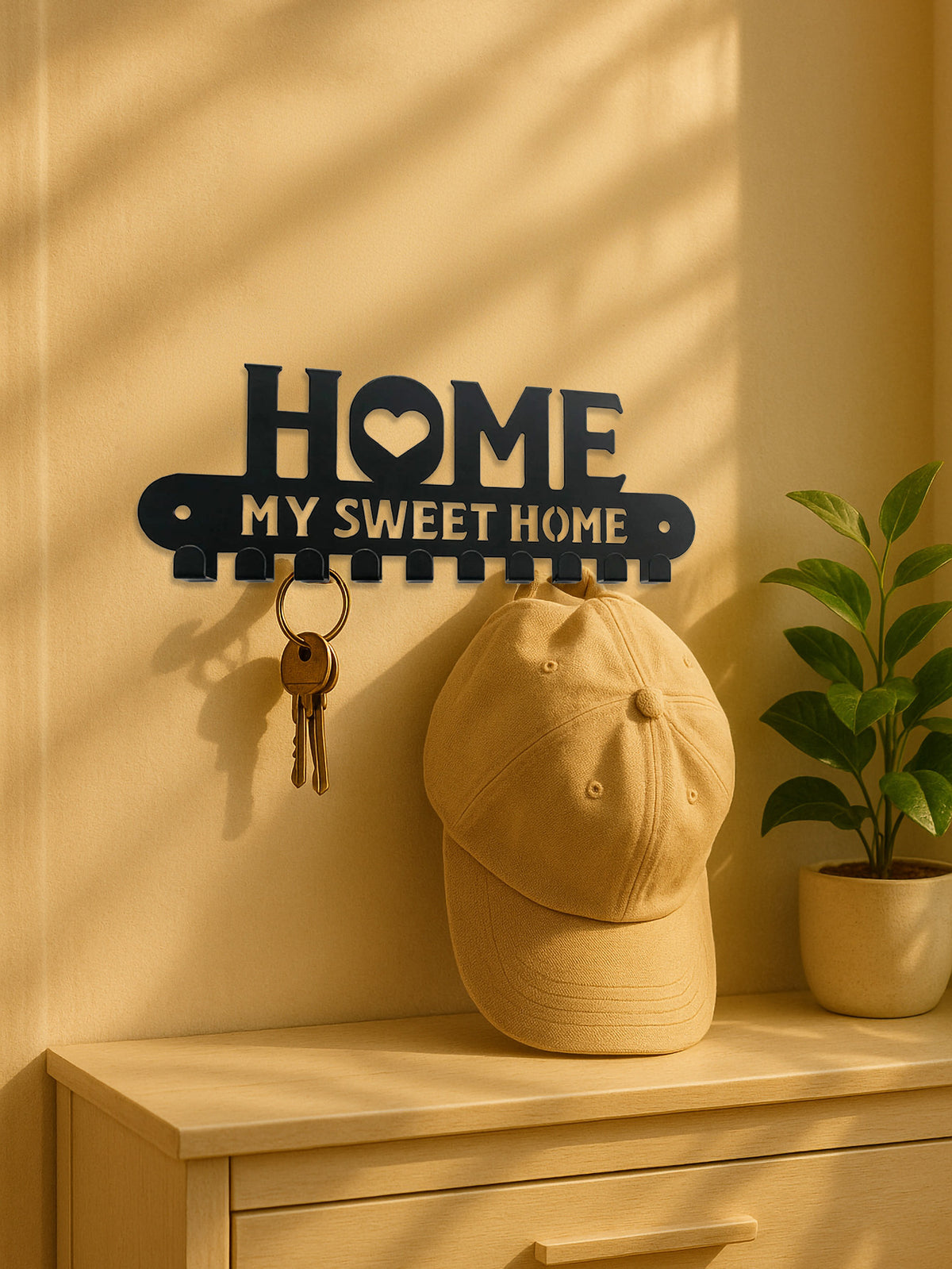 Home Sweet Home Metal Wall Hook Rack, Black - image 4