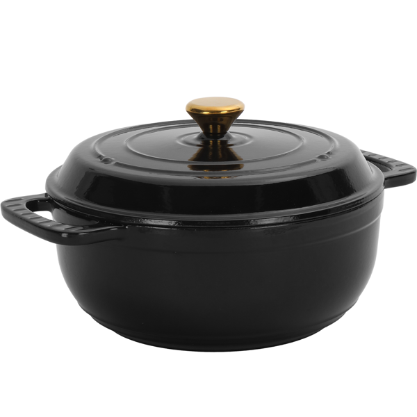 Enameled Cast Iron Dutch Oven with Lid, 6 Qt, Black