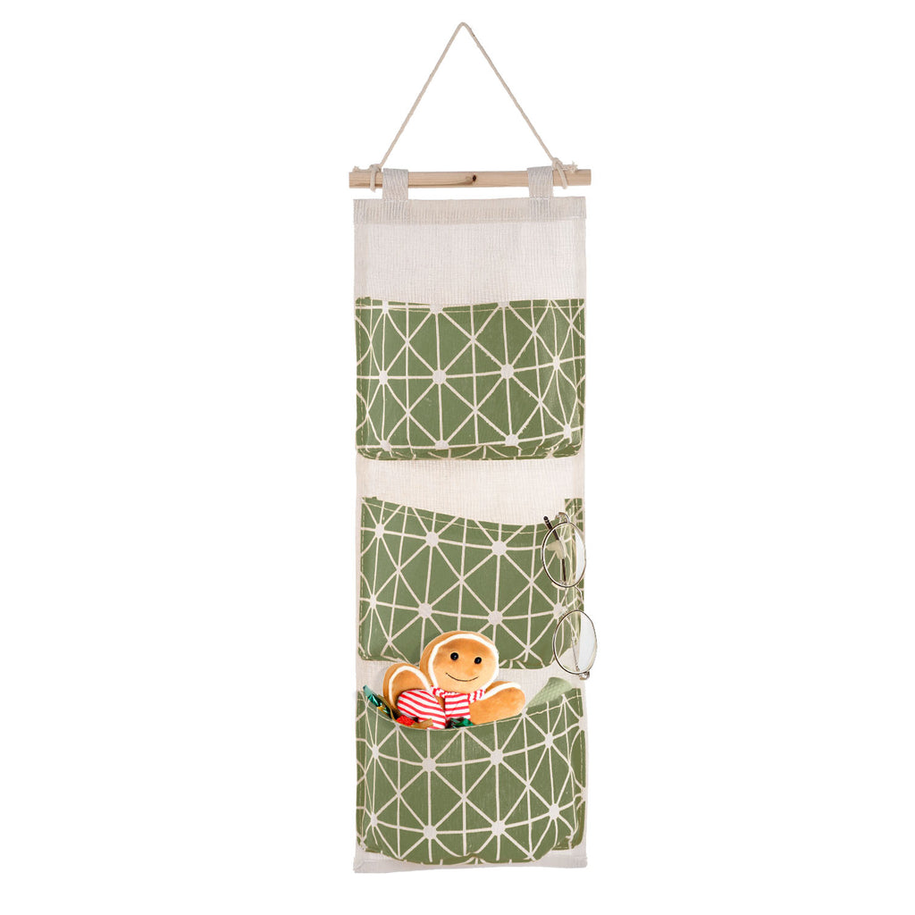 Wall Hanging Storage Organizer, 3 Pockets, Green
