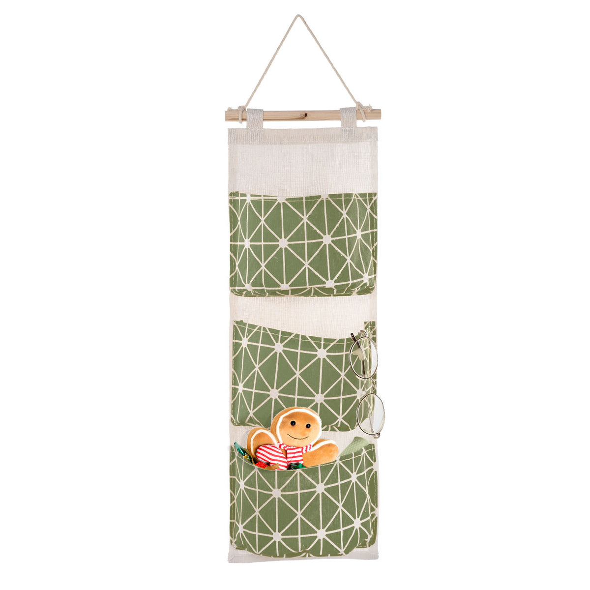 Wall Hanging Storage Organizer, 3 Pockets, Green
