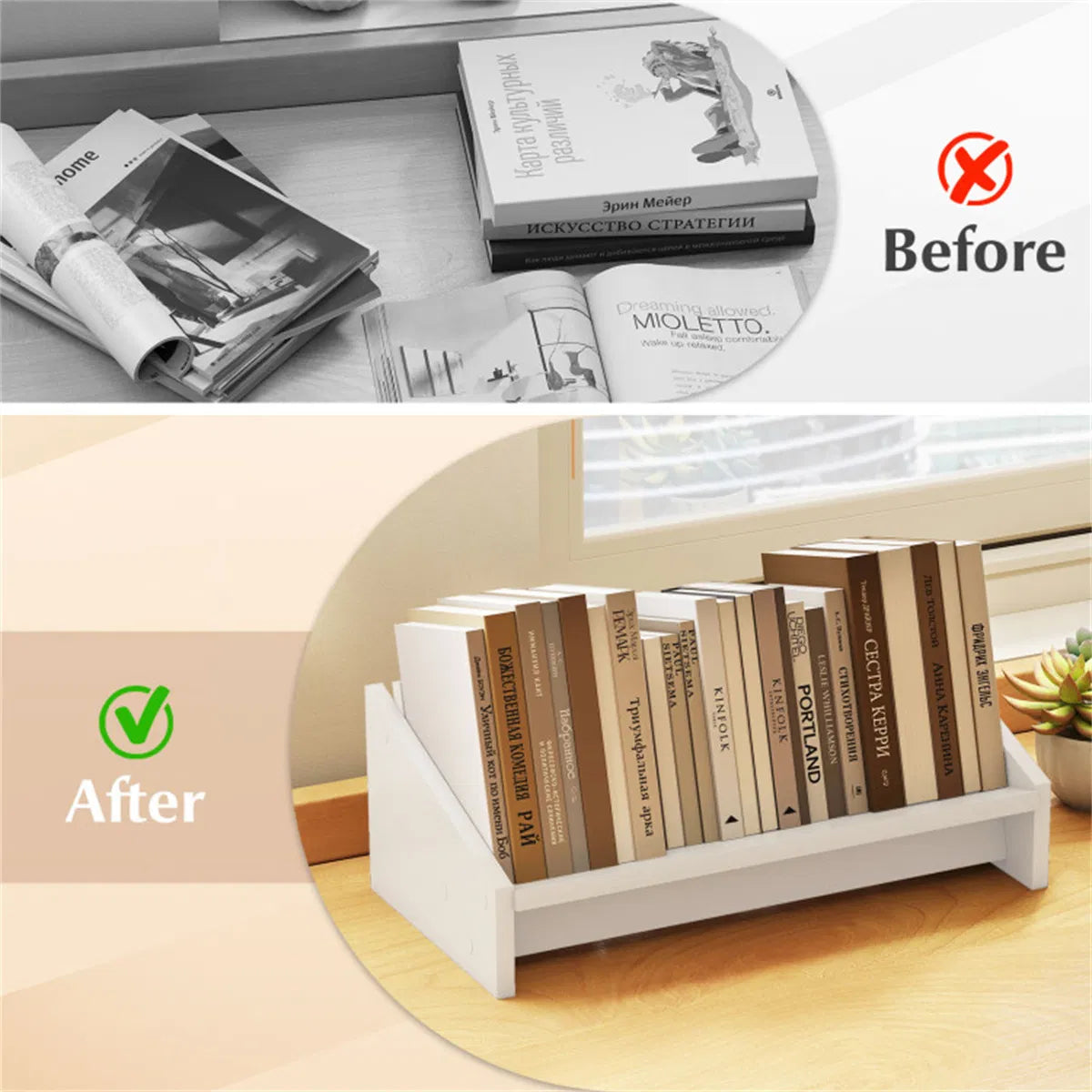Tilted Desktop Bookshelf, White