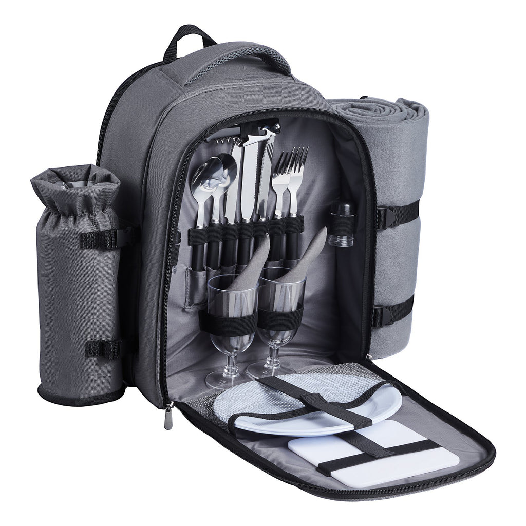 2-Person Picnic Backpack with Cooler, Grey - image 8